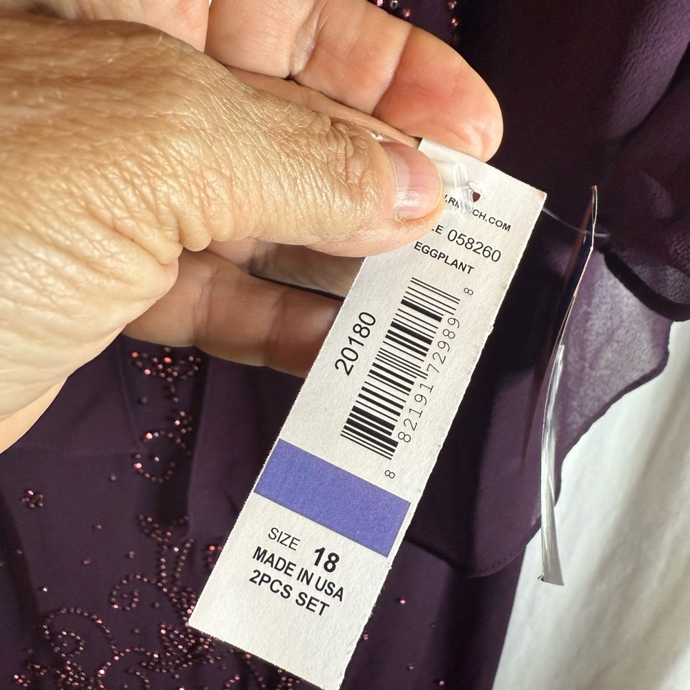 R&M Richards Plum Chiffon Maxi Dress with Beaded Detail - Picture 11 of 16